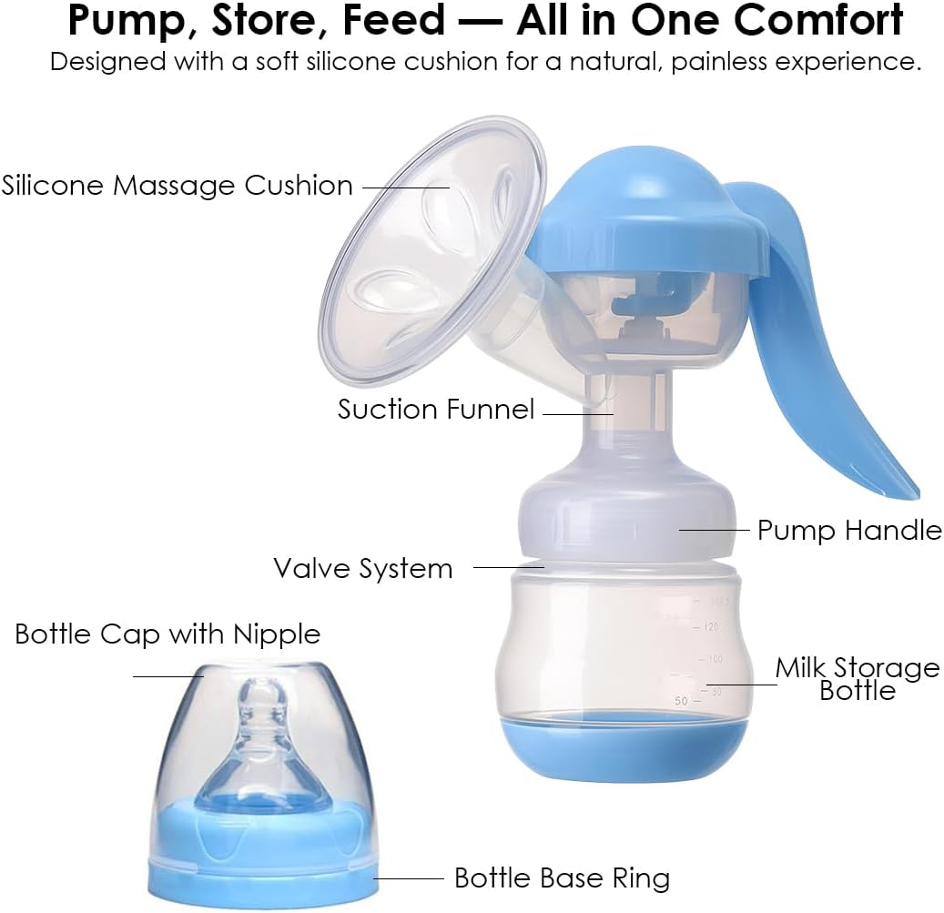 Manual Silicone Breast Pump with Bottle - Image 2