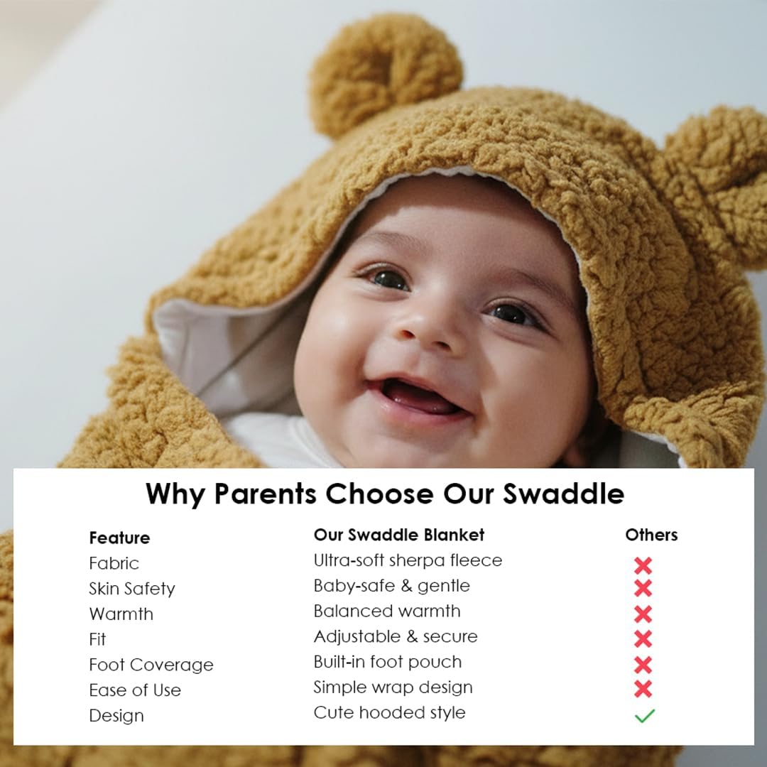 Ultra-Soft Hooded Baby Swaddle Blanket - Image 3