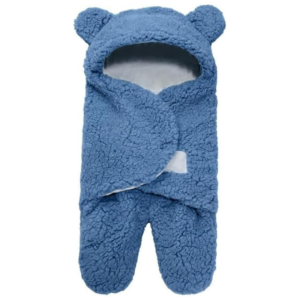 Cute 'n' Cuddle Baby Swaddle Blanket Ultra-Soft Swaddling Wrap For Infant Unisex Baby Hooded Swaddle Blue