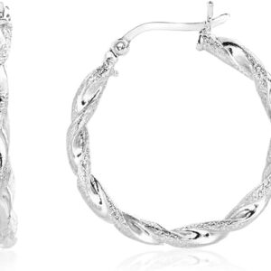 925 Sterling Silver Braided Hoop Earrings – Twisted Design, Christmas Gift for Her.