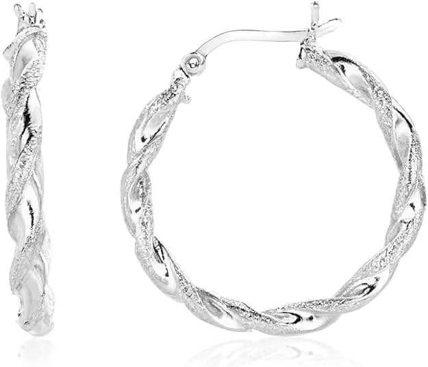 925 Sterling Silver Braided Hoop Earrings – Twisted Design, Christmas Gift for Her.