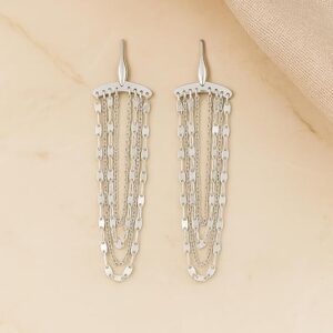 925 Sterling Silver Multi-Strand Chain Drop Chandelier Earrings for Women – Elegant Dangle Statement Earrings Minimum Order: 10 Pieces