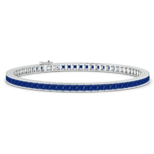 14K Gold Plated Elegant Princess Cut Blue Sapphire Tennis Women Bracelet Minimum Order: 10 Pieces
