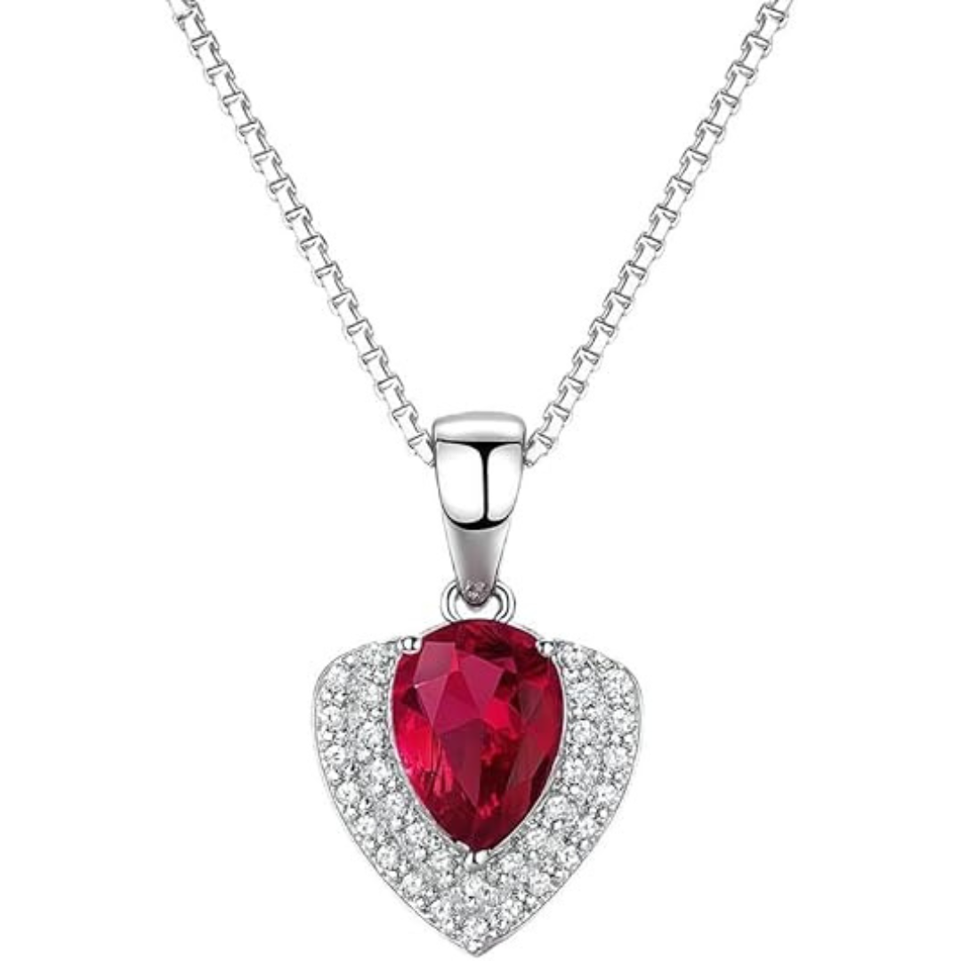 925 Sterling Silver With Simulated Diamond Cubic Zirconia 2.50Ct Pear Cut Red Ruby Halo Women's Pendant Minimum Order: 10 Pieces