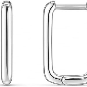 925 Sterling Silver Rectangle Hoop Earrings for Women – Modern Geometric Square Hoop Design Minimum Order: 10 Pieces