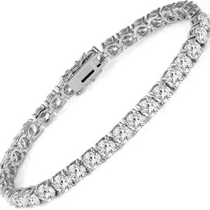 14K White Gold Plated Cubic Zirconia Simulated Diamond Tennis Bracelet for Women and Men & Daily Wear.  Minimum Order: 10 Pieces