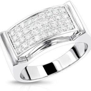3Ct Round Cut 14K White Gold Plated With Simulated Diamond Four Row Cluster Men Ring Minimum Order: 10 Pieces