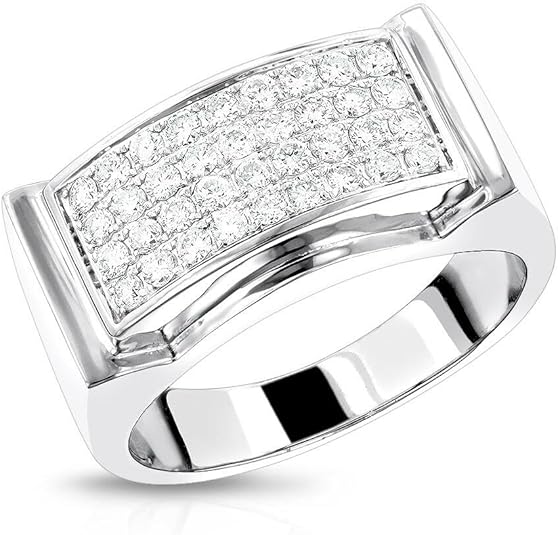 3Ct Round Cut 14K White Gold Plated With Simulated Diamond Four Row Cluster Men Ring Minimum Order: 10 Pieces