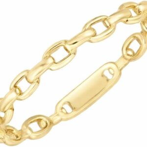 14K Yellow Gold Oval Link Stackable Ring for Women – Polished Chain-Style Gold Band | Minimal Everyday Jewelry |  Minimum Order: 10 Pieces