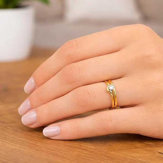10K Two-Tone Gold Star & Moon Ring for Women & Men – Polished Celestial Design Band | Minimalist Fine Gold Jewelry | Gift for Birthday, Anniversary & Valentine’s Day. - Image 3