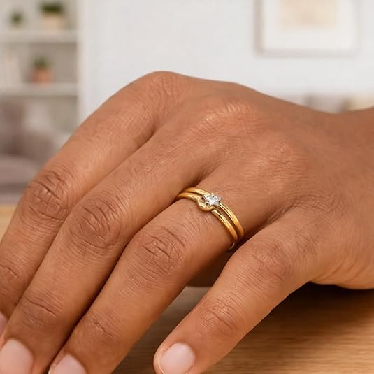 10K Two-Tone Gold Star & Moon Ring for Women & Men – Polished Celestial Design Band | Minimalist Fine Gold Jewelry | Gift for Birthday, Anniversary & Valentine’s Day. - Image 4