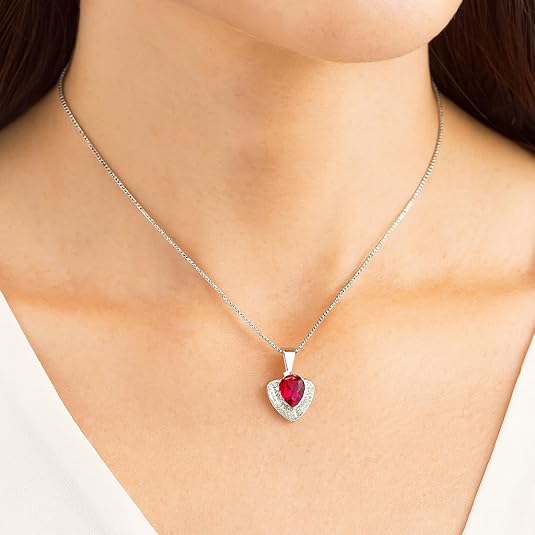 925 Sterling Silver With Simulated Diamond Cubic Zirconia 2.50Ct Pear Cut Red Ruby Halo Women's Pendant Minimum Order: 10 Pieces - Image 2
