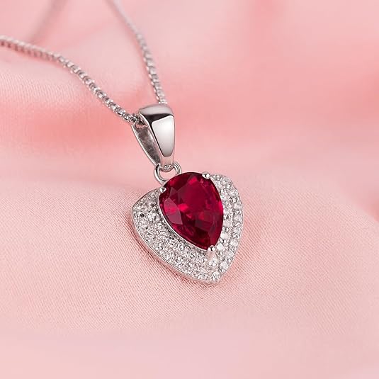 925 Sterling Silver With Simulated Diamond Cubic Zirconia 2.50Ct Pear Cut Red Ruby Halo Women's Pendant Minimum Order: 10 Pieces - Image 3