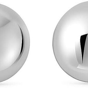 925 Sterling Silver Rhodium Plated Puffed Button Omega Back Earrings for Women Minimum Order: 10 Pieces