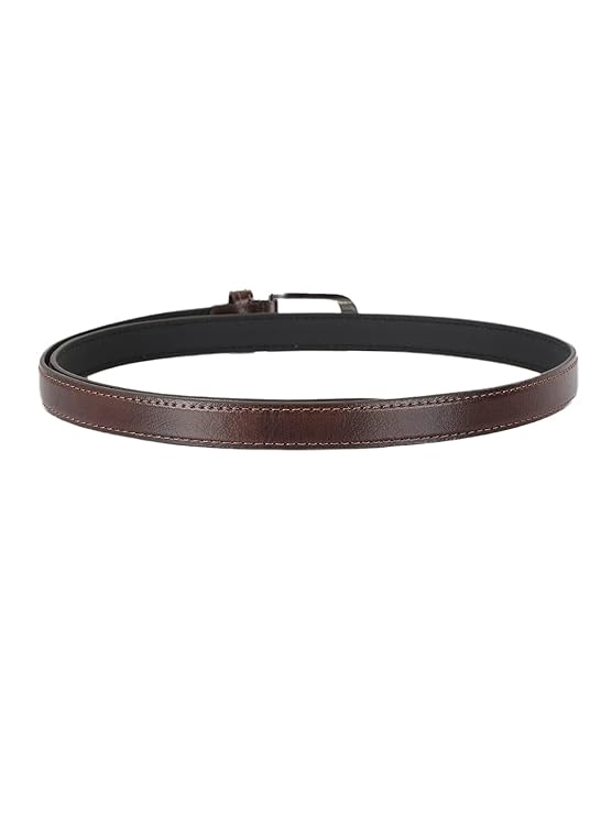 Slim Brown Women’s Classic Leather Belt with Silver Buckle - Image 3