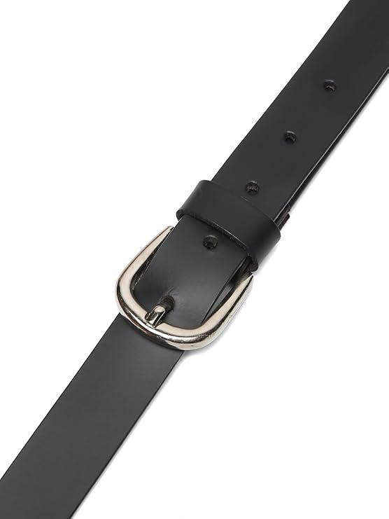 Classic Black Women’s Leather Belt with Silver Buckle - Image 4