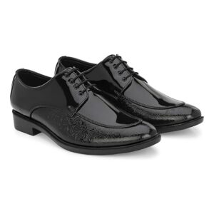 Men's Black Patent Leather Lace-Up Formal Dress Shoes
