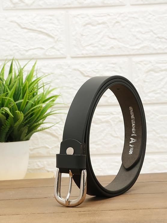 Classic Black Women’s Leather Belt with Silver Buckle - Image 2