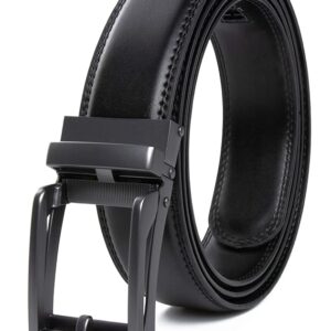 Men's Black Textured Automatic Buckle Formal Casual Belt