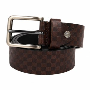Men's Brown Checkered Classic Pin Buckle Casual Formal Belt