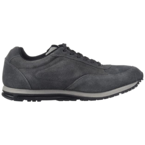 Men's Grey Lace-Up Casual Leather Sneakers