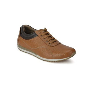 Men's Tan Brown Lace-Up Casual Leather Sneakers