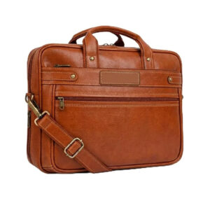 Classic Tan Leather Laptop Office Messenger Bag