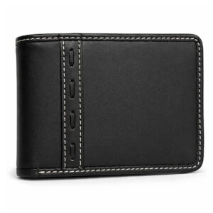 Men’s Black Leather Wallet | Premium Bifold Wallet with Card Holder & Cash Compartments | RFID Blocking Slim Wallet for Men