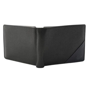 Men’s Black Leather Money Clip Wallet | Slim Bifold Wallet with Card Holder & Cash Clip | RFID Blocking Minimalist Wallet
